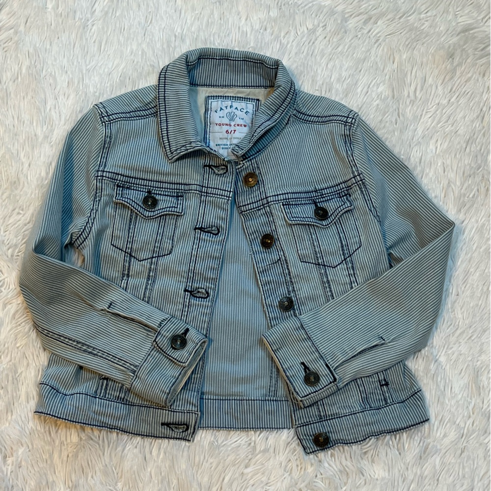 Fat Face Striped Kids Denim Jacket